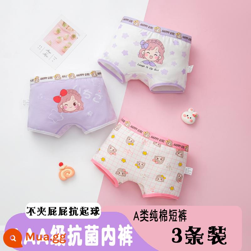 Quần Lót Trẻ Em Bé Gái Cotton Boxer Ba Quần Lót Bé Gái Bé Lớn Bé Trai Thỏ Năm Đỏ Sinh Năm Quần Short - 3324#Gói Kháng Khuẩn Góc Dẹt 3 Gói