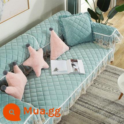 Pha Lê Mới Nhung Mùa Đông Sang Trọng Đệm Sofa Cao Cấp Đơn Giản Đệm Ghế Chống Trơn Trượt Vải Khăn Cho Tất Cả Các Mùa - Crystal Velvet Wanyun (váy ren viền) - Lake Blue