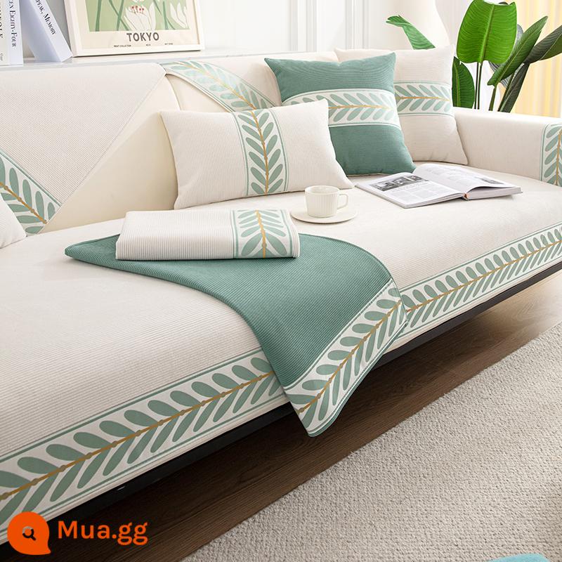 Nhỏ Tươi Voan Sofa Đệm Bốn Mùa Đa Năng Chống Trơn Trượt Ghế Sofa Bao Gồm Tất Cả Đơn Giản Vỏ Đệm Khăn Vải - Vải nhung-Yunxiao-Beige[xh]