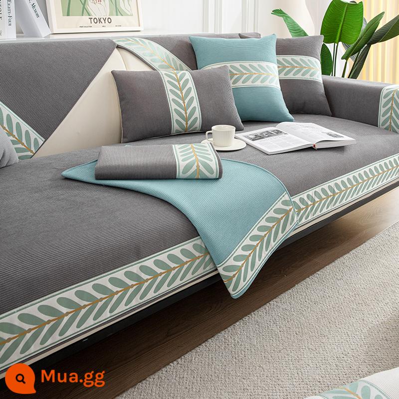 Nhỏ Tươi Voan Sofa Đệm Bốn Mùa Đa Năng Chống Trơn Trượt Ghế Sofa Bao Gồm Tất Cả Đơn Giản Vỏ Đệm Khăn Vải - Vải nhung-Yunxiao-xám đậm[xh]