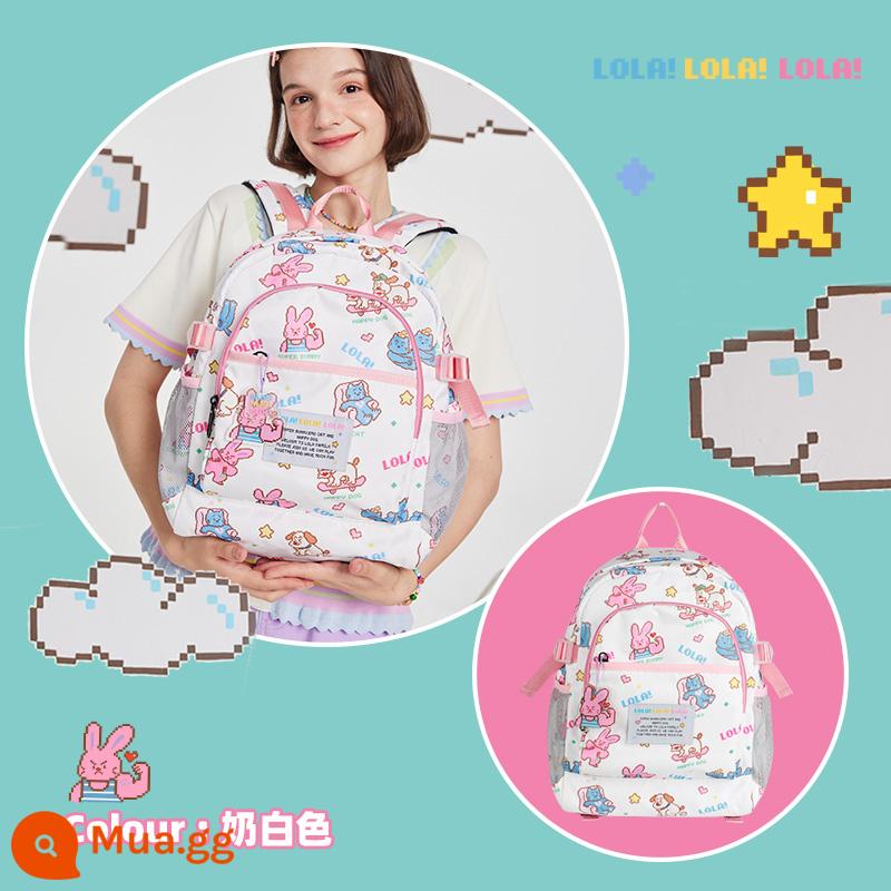 LOLA DESIGN "Pixel Backpack" Túi đi học cho bé gái Nữ sinh viên đại học Ba lô máy tính chính hãng Ba lô nữ - [Bán chạy] Sữa trắng