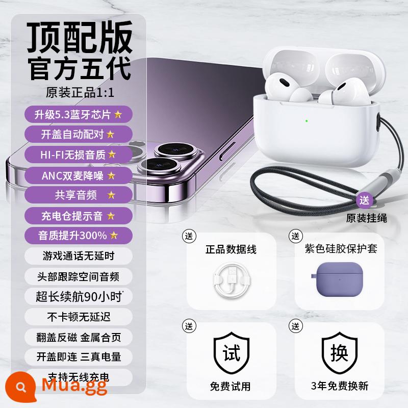 Tai nghe bluetooth thế hệ thứ năm chính thức không dây đích thực ban đầu cho iPhone ba thế hệ 14pro thế hệ thứ 5 của Apple Huaqiang North - [Phiên bản hàng đầu thế hệ thứ năm] Chất lượng âm thanh được cải thiện 300%☆Giảm tiếng ồn chủ động☆Đầy đủ chức năng☆Bộ màu tím