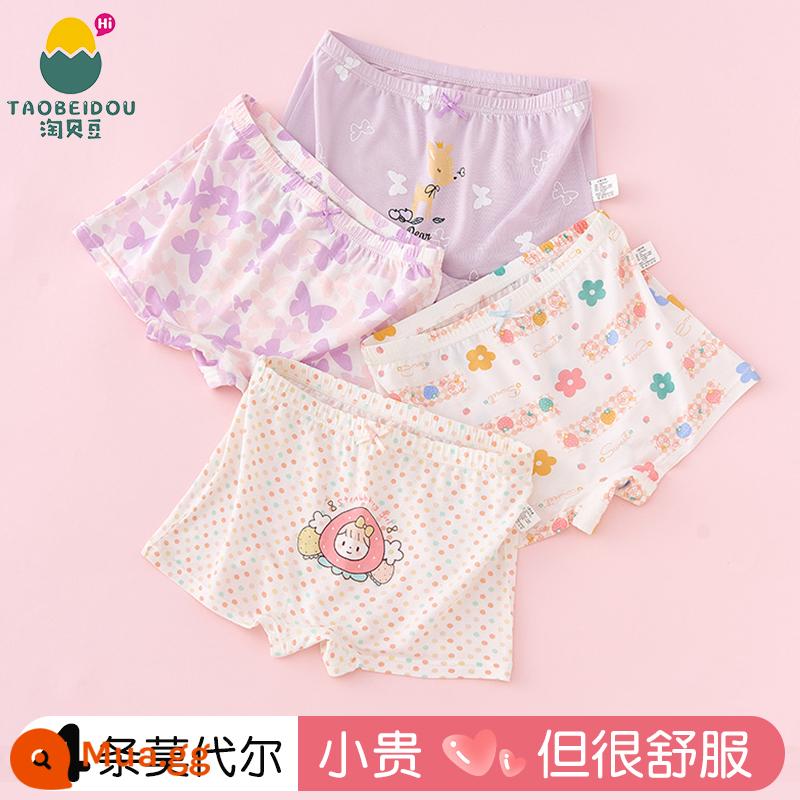 Quần lót bé gái Modal quần lót boxer trẻ em cotton nguyên chất 100% cotton bé gái băng lụa mùa hè mỏng - 503+504 (4 gói kiểu kháng khuẩn modal)