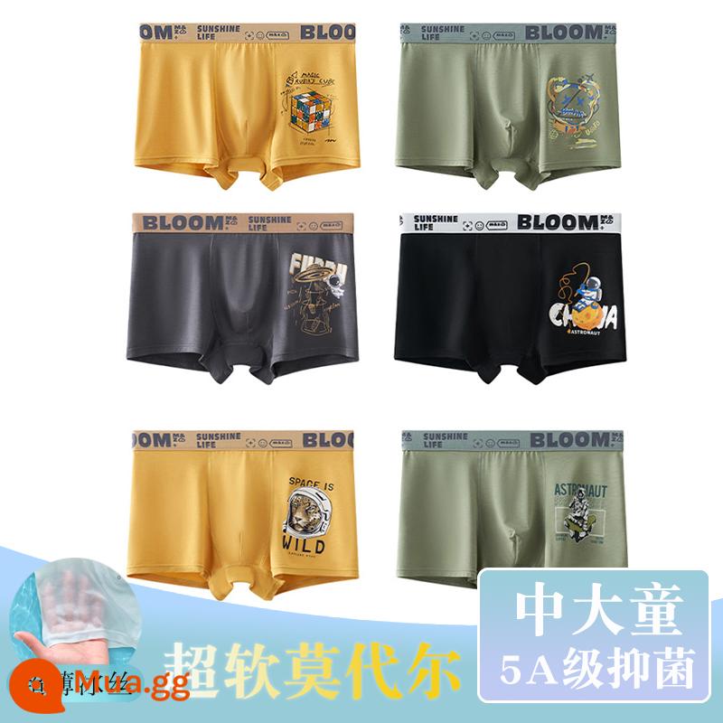 Thiếu niên trung và lớn trẻ em quần lót boxer quần lót trẻ em cậu bé mập cộng mỡ cộng cotton nguyên chất lụa băng phương thức - 583+584+585 (6 dải kháng khuẩn modal)