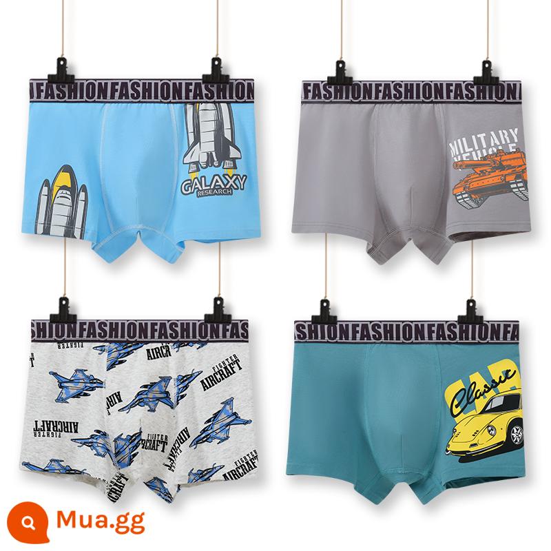 Thiếu niên trung và lớn trẻ em quần lót boxer quần lót trẻ em cậu bé mập cộng mỡ cộng cotton nguyên chất lụa băng phương thức - 9902 (4 miếng cotton nguyên chất kháng khuẩn)