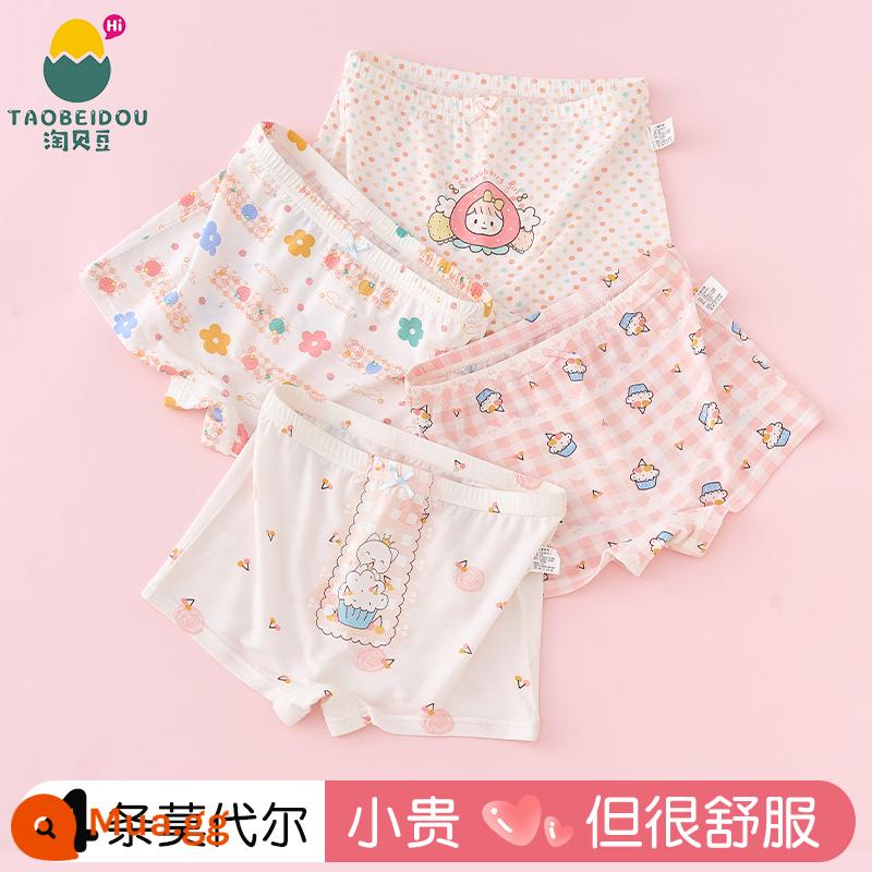 Quần lót bé gái Modal quần lót boxer trẻ em cotton nguyên chất 100% cotton bé gái băng lụa mùa hè mỏng - 504+507 (Gói 4 kiểu kháng khuẩn Modal)