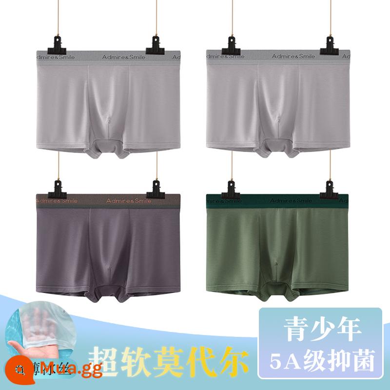 Thiếu niên trung và lớn trẻ em quần lót boxer quần lót trẻ em cậu bé mập cộng mỡ cộng cotton nguyên chất lụa băng phương thức - 4901 kết hợp B (4 dải kháng khuẩn modal)