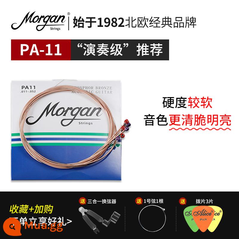 Dây đàn guitar Morgan, một bộ sáu bộ hoàn chỉnh để chơi đàn guitar điện bằng gỗ dân gian, dây cổ điển, được phủ lớp chống gỉ - Chơi PA11[1 bộ]