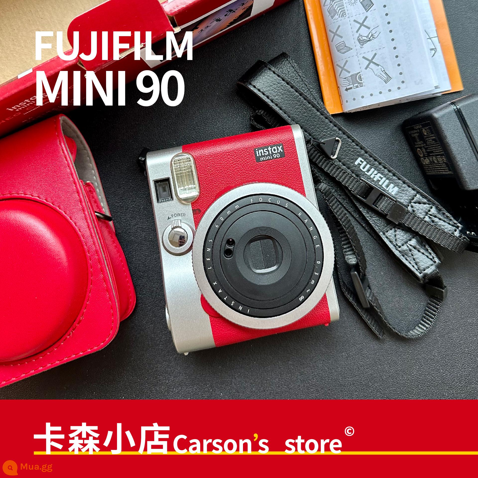 [Cửa hàng Carson] Fuji Instax thứ hai -hand ban đầu chụp nhỏ - "MINI 90 Red" 99 thân máy + pin + sạc mới