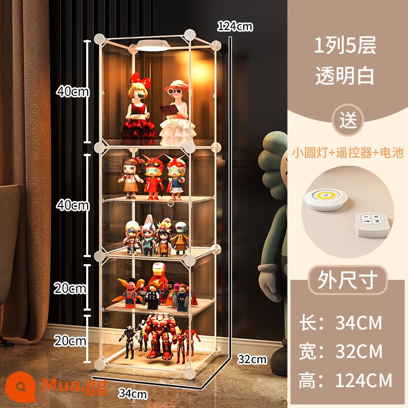 Tủ trưng bày mô hình Lego trang trí nhà cửa lưu trữ kính giả acrylic hộp đồ chơi khối xây dựng mô hình trong suốt tủ - 1 hàng 5 lớp [tổng thể có độ trong suốt cao] ❤ Tặng kèm bộ đèn điều khiển từ xa (đã bao gồm pin)