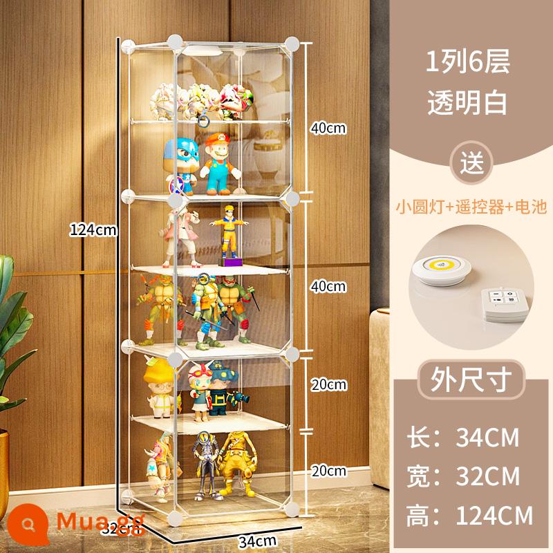 Tủ trưng bày mô hình Lego trang trí nhà cửa lưu trữ kính giả acrylic hộp đồ chơi khối xây dựng mô hình trong suốt tủ - 1 dãy 6 lớp [Panel cửa siêu trong]❤ Tặng kèm bộ đèn điều khiển từ xa (bao gồm pin)