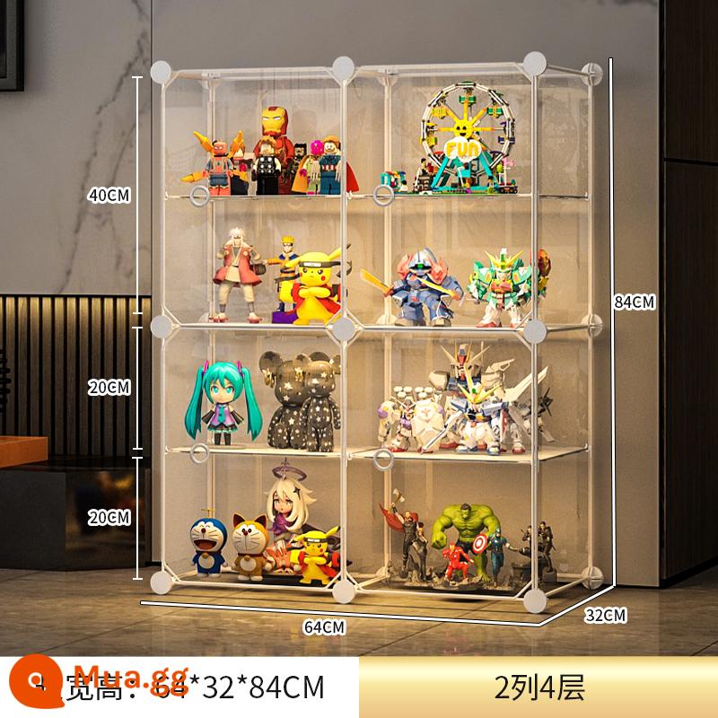 Tủ trưng bày mô hình Lego trang trí nhà cửa lưu trữ kính giả acrylic hộp đồ chơi khối xây dựng mô hình trong suốt tủ - Tủ trưng bày đồ chơi mô hình 2 hàng 4 lớp [tổng thể có độ trong suốt cao]