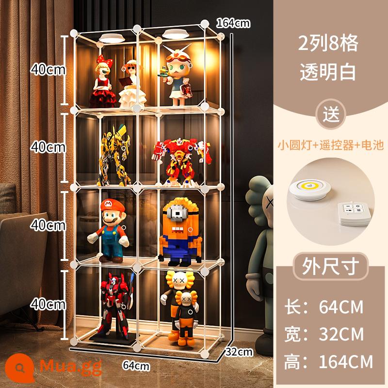 Tủ trưng bày mô hình Lego trang trí nhà cửa lưu trữ kính giả acrylic hộp đồ chơi khối xây dựng mô hình trong suốt tủ - Nâng cao 8 lưới [tổng thể cực rõ] ❤ Tặng kèm 2 bộ đèn điều khiển từ xa (bao gồm pin)