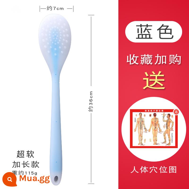 Ván silicone kinh tuyến, gậy massage, ván sha, búa, gậy tát lưng, sức khỏe lưng, ván cát, lòng bàn tay - Khoảng 36 cm silicone siêu mềm bắn màu xanh