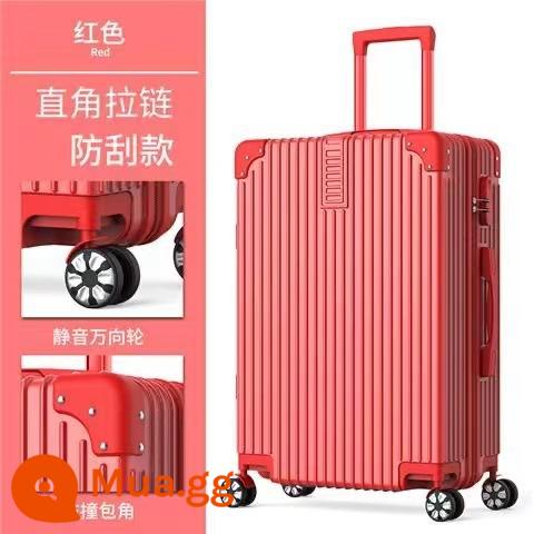 Shunfeng phổ bánh xe vali 20 inch nữ và nam học sinh khung nhôm trường hợp xe đẩy sức chứa lớn vali da vali vali - Khóa kéo góc phải màu đỏ kiểu Trung Quốc (đi kèm nắp hộp + decal)