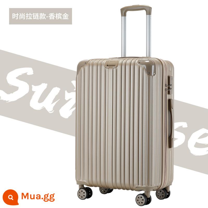 Shunfeng phổ bánh xe vali 20 inch nữ và nam học sinh khung nhôm trường hợp xe đẩy sức chứa lớn vali da vali vali - Dây kéo kiểu vàng sâm panh 1602 (đi kèm nắp hộp + decal)