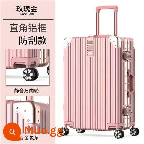 Shunfeng phổ bánh xe vali 20 inch nữ và nam học sinh khung nhôm trường hợp xe đẩy sức chứa lớn vali da vali vali - Khung nhôm góc vuông màu vàng hồng (đi kèm nắp hộp + decal)