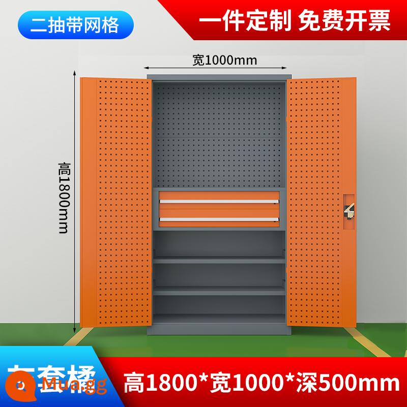 Bảo trì xưởng tủ công cụ phần cứng hạng nặng với ngăn kéo đai sắt hai cửa sửa chữa ô tô tủ khóa đa chức năng - Bảng treo dạng lưới kéo 2 chiều (màu cam) dày