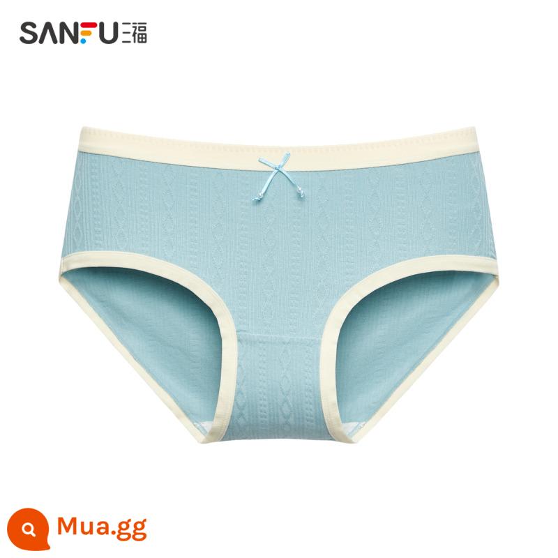 Quần lót hông lưng thấp Sanfu dệt hoa văn cotton cho bé cotton kháng khuẩn đáy quần nửa ống quần 463871 - bột màu xanh