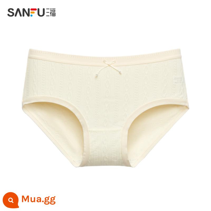 Quần lót hông lưng thấp Sanfu dệt hoa văn cotton cho bé cotton kháng khuẩn đáy quần nửa ống quần 463871 - rượu sâm banh trắng