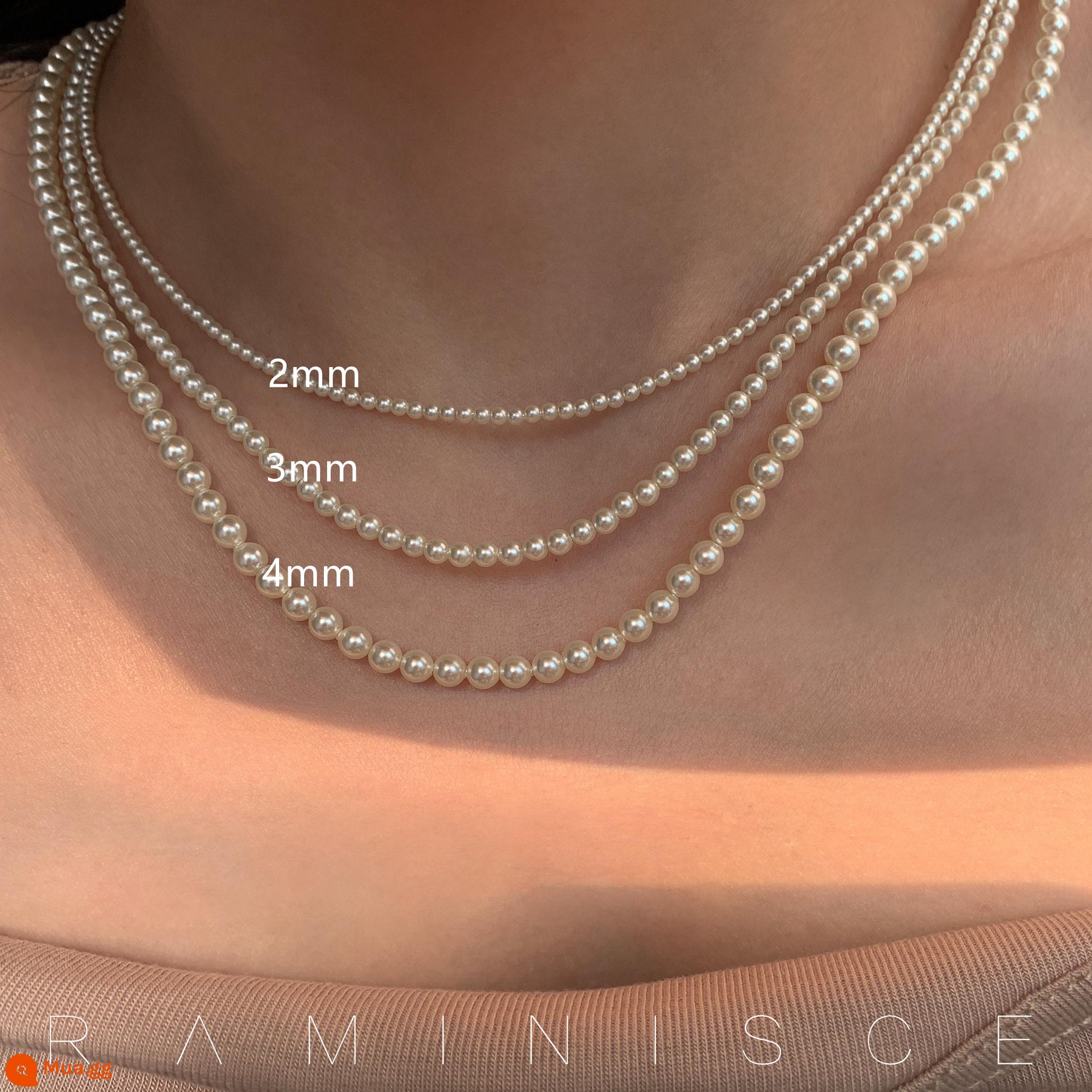 Vòng cổ ngọc trai trẻ em Raminisce Shijia hình tròn, chói, nhỏ, rất đẹp, vòng cổ vàng 14k kiểu cổ điển, mùa hè nữ - Màu trắng kem rất mịn 2mm (38+4cm) phù hợp với mặt dây chuyền Chu**