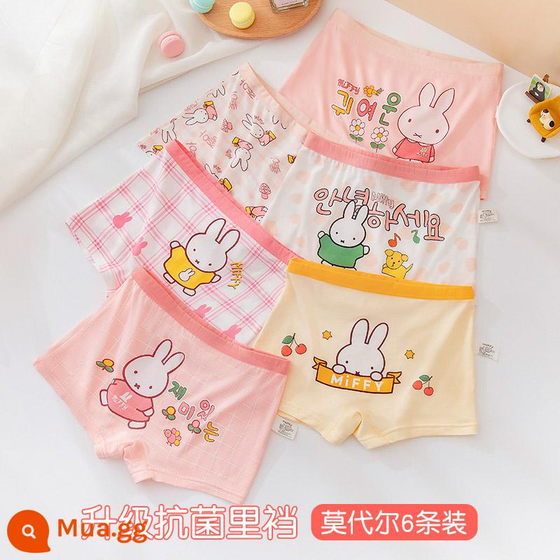 Quần lót trẻ em bé gái cotton boxer bé gái tam giác vuông quần đùi cotton bé gái bé gái quần lót 100% - Miffy 509+537 (6 gói kháng khuẩn modal)