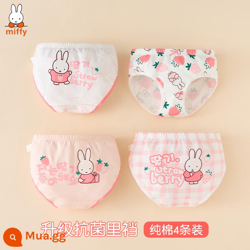 Quần lót trẻ em bé gái cotton boxer bé gái tam giác vuông quần đùi cotton bé gái bé gái quần lót 100% - Miffy 787 Kiểu Tam Giác (Bộ 4 Cotton Kháng Khuẩn)