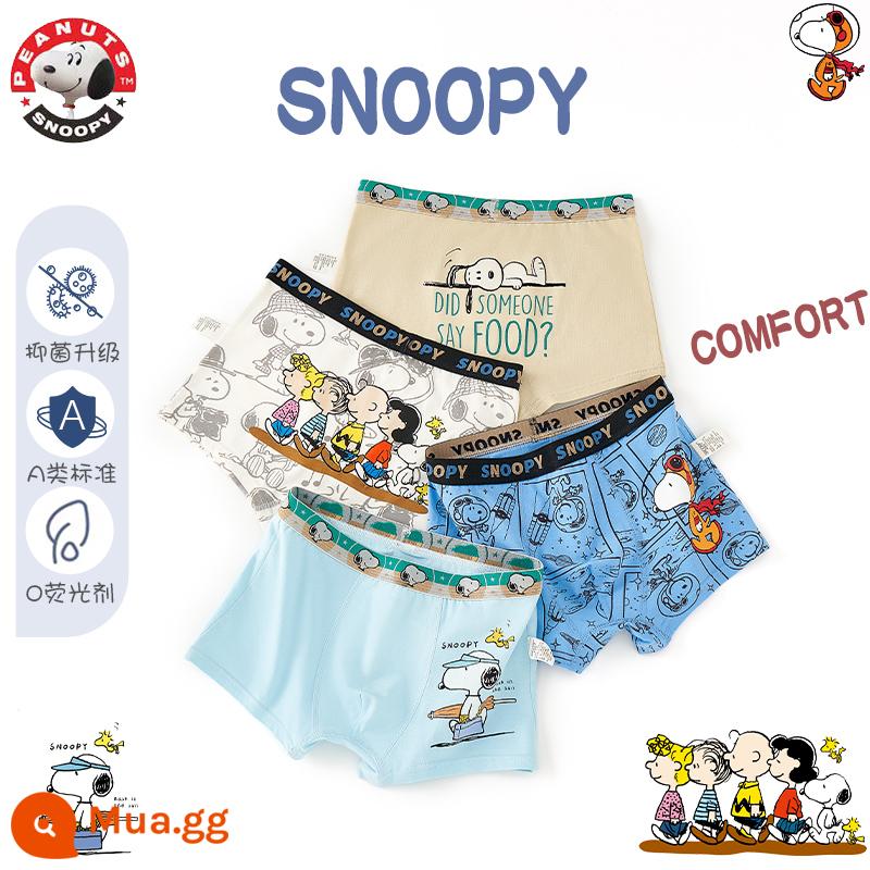 Snoopy quần lót trẻ em bé trai cotton bé trai bé trai cotton mùa hè quần đùi boxer quần boxer đầu - S1001+S1004 (Bộ 4 bông kháng khuẩn nguyên chất Snoopy)