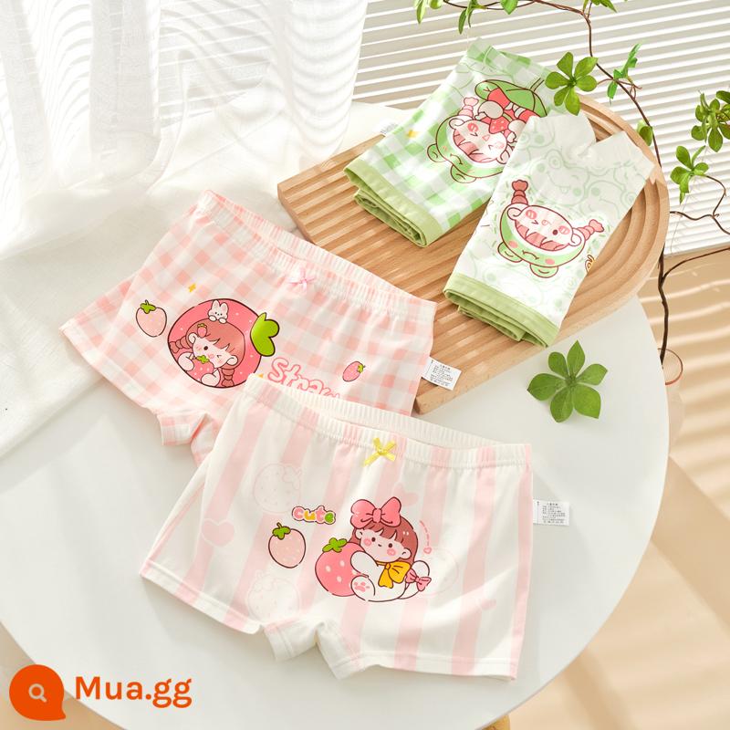 Quần lót trẻ em bé gái cotton boxer bé gái tam giác vuông quần đùi cotton bé gái bé gái quần lót 100% - 7060+7061 (Cotton kháng khuẩn nguyên chất 4 miếng)