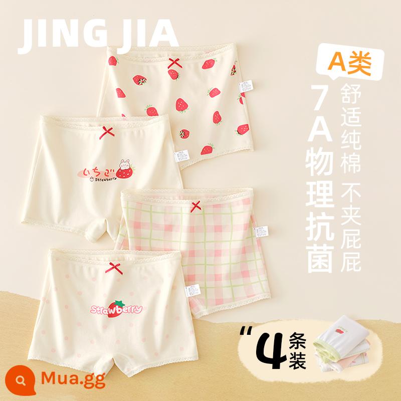 Quần lót bé gái cotton nguyên chất Quần lót boxer trẻ em cho bé gái Quần short bé gái kháng khuẩn 100% cotton không có PP - Cranberry Bunny (Bộ 4 Bông Kháng Khuẩn)