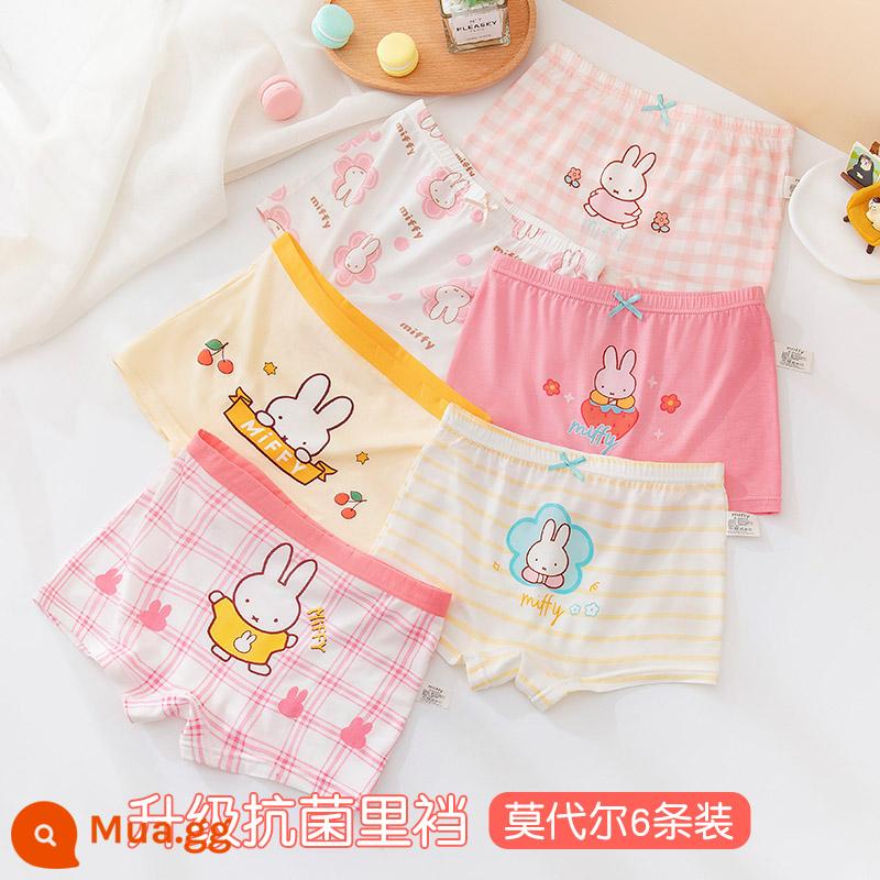 Quần lót trẻ em bé gái cotton boxer bé gái tam giác vuông quần đùi cotton bé gái bé gái quần lót 100% - Miffy 511+537 (6 gói kháng khuẩn modal)