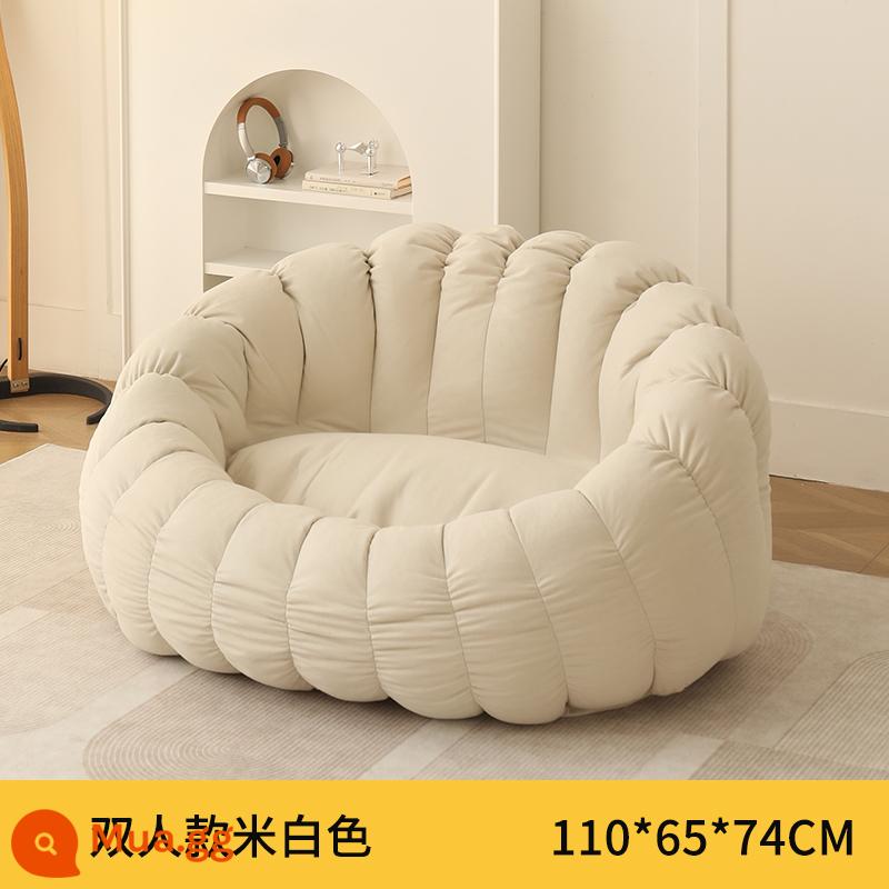 Ghế sofa lười có thể nằm và ngủ trên phòng ngủ tại nhà internet người nổi tiếng ban công ghế phòng chờ giải trí phòng ngủ túi đậu ghế sofa nhỏ - (Trắng nhạt) Nhung bông tuyết cỡ lớn gấp đôi