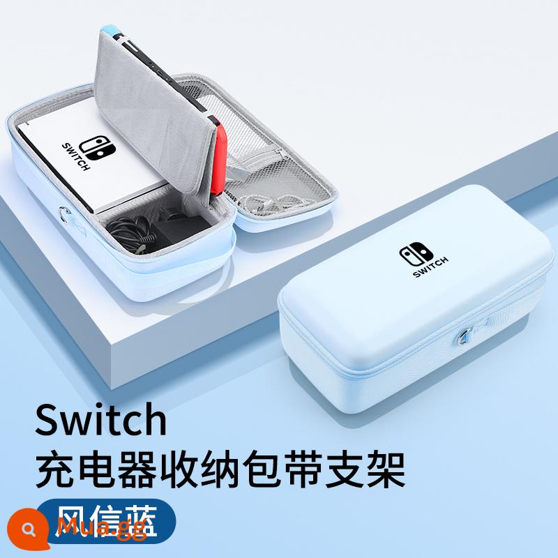 Túi lưu trữ switch chính thức Vỏ bảo vệ Nintendo switcholed dung lượng lớn máy chơi game ns xách tay hộp cassette hộp chính oled switchlite trọn bộ phụ kiện tay cầm lite cứng - Túi đựng công tắc [Hyacinth Blue★ Có thể trang bị bộ sạc + đế] chân đế tích hợp