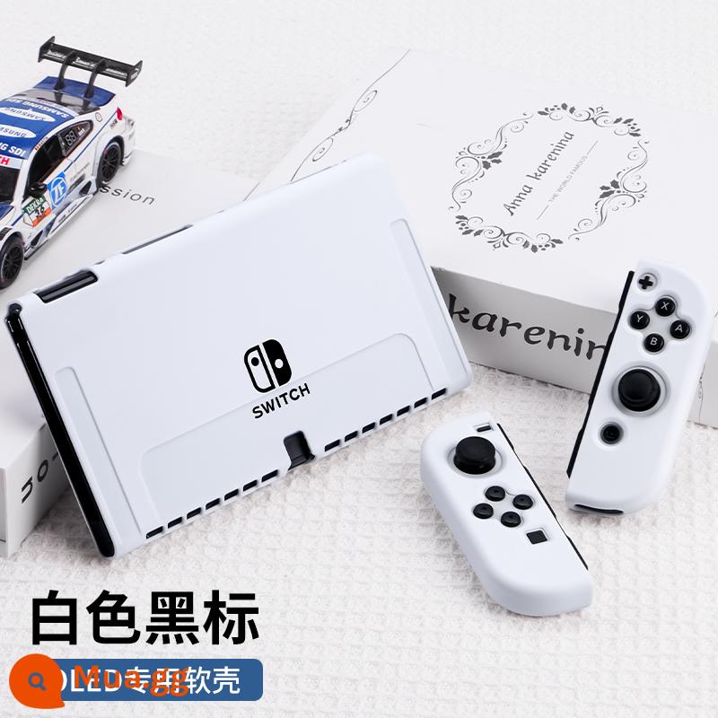 Vỏ bảo vệ Nintendo Switch Vỏ tay cầm switcholed vỏ silicon mềm cho máy trò chơi ns Vỏ silicon vỏ màn hình oled riêng biệt vỏ cứng hai mảnh trong suốt tích hợp máy bay chiến đấu phản lực 3 phụ kiện - switcholed [nhãn trắng đen √ vỏ mềm silicon thân thiện với da] đi kèm màng + nắp