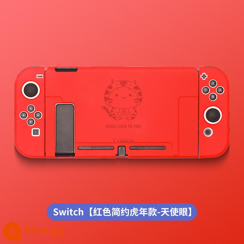 Vỏ bảo vệ Nintendo Switch Vỏ tay cầm switcholed vỏ silicon mềm cho máy trò chơi ns Vỏ silicon vỏ màn hình oled riêng biệt vỏ cứng hai mảnh trong suốt tích hợp máy bay chiến đấu phản lực 3 phụ kiện - Công tắc [Vỏ cứng thân thiện với da màu đỏ năm Dần] đi kèm màng + nắp