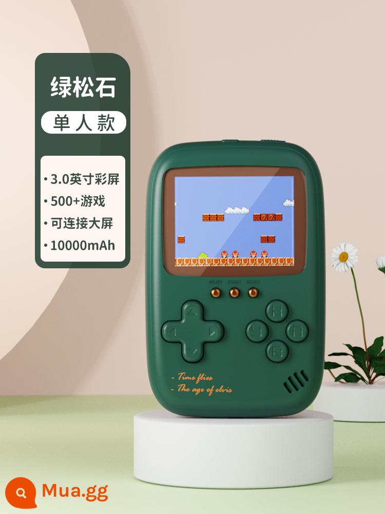 2023 mới máy chơi game cổ bao phủ lòng bàn tay nỗi nhớ thời thơ ấu kiểu cũ super psp Marie Tetris đôi cổ điển mini nhỏ cầm tay sạc điện thoại di động cho trẻ em - [Xanh ngọc lam] Bộ sạc di động 500 trong 1★10000 mAh★ Cáp AV 3m mẫu đơn