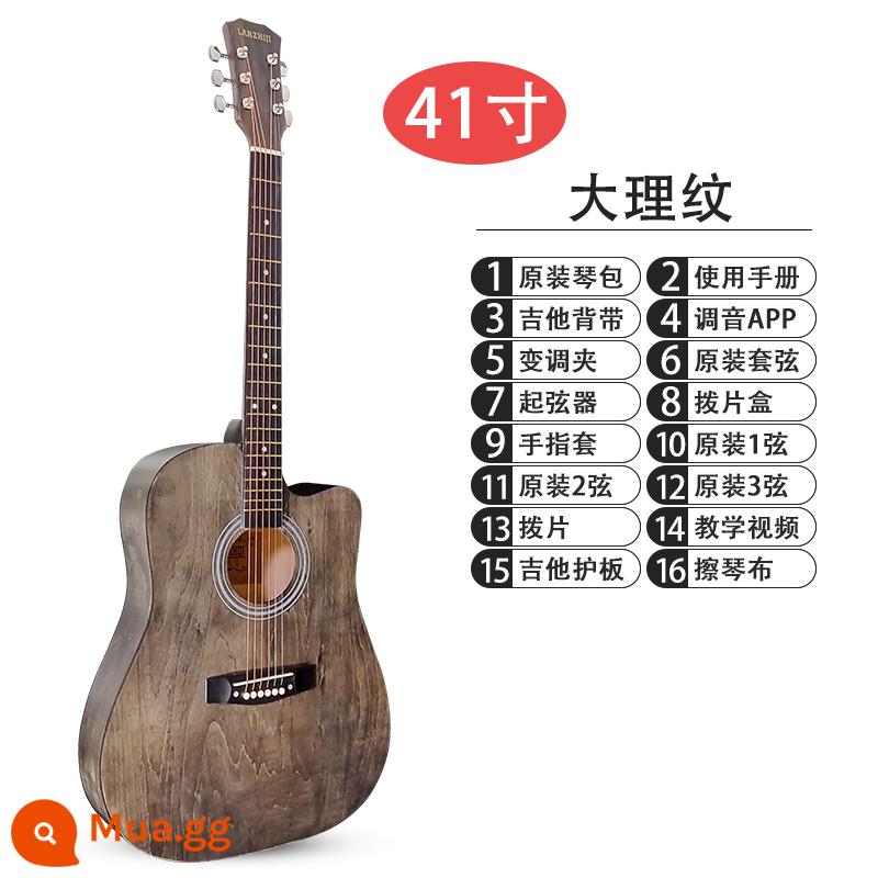 Học sinh mới bắt đầu chơi guitar 41 inch bảng đơn 38 inch dành cho người mới bắt đầu thực hành học sinh nam và nữ piano trình độ đầu vào nhạc cụ guitar acoustic dân gian - Đá cẩm thạch 41 inch [veneer] + bộ phụ kiện đầy đủ