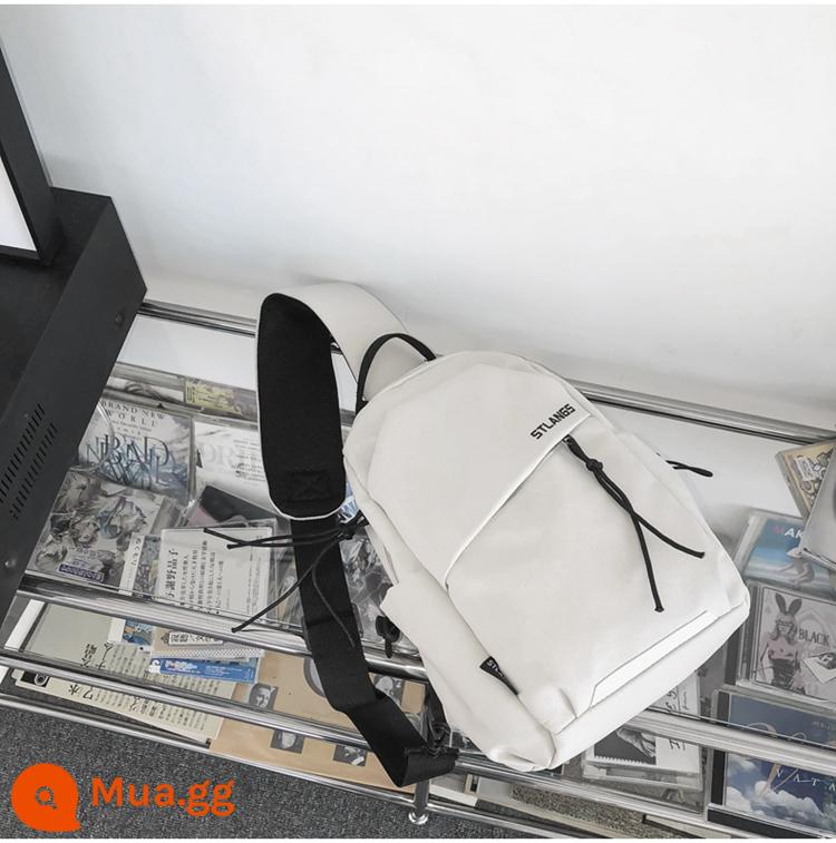 Túi ngực nam ins Thẻ thủy triều Thể thao Đường chéo ba lô bình thường Túi vai phụ nữ Backpack Backpack Backs với túi chéo nhỏ trên ngực - Trắng [túi khỏa thân]