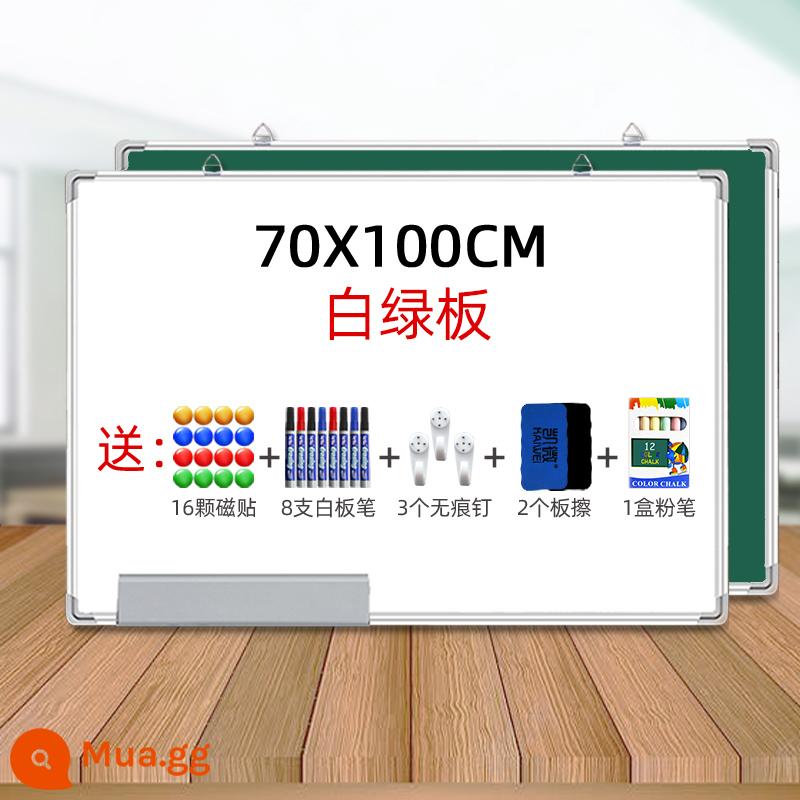 Treo bảng trắng hai mặt bảng viết bảng đen nhỏ giảng dạy tại nhà bảng đen có thể viết lại dán từ tính dán tường graffiti một mặt dành cho trẻ em Bảng đen nhỏ dạy học tại nhà bảng trắng lớn có thể tháo rời bảng vẽ tin nhắn - [Sử dụng kép] Khung bạc dày 70 * 100 bảng trắng và xanh + 16 nhãn dán miễn phí, 8 bút, 3 đinh, 2 cục tẩy và 1 phấn