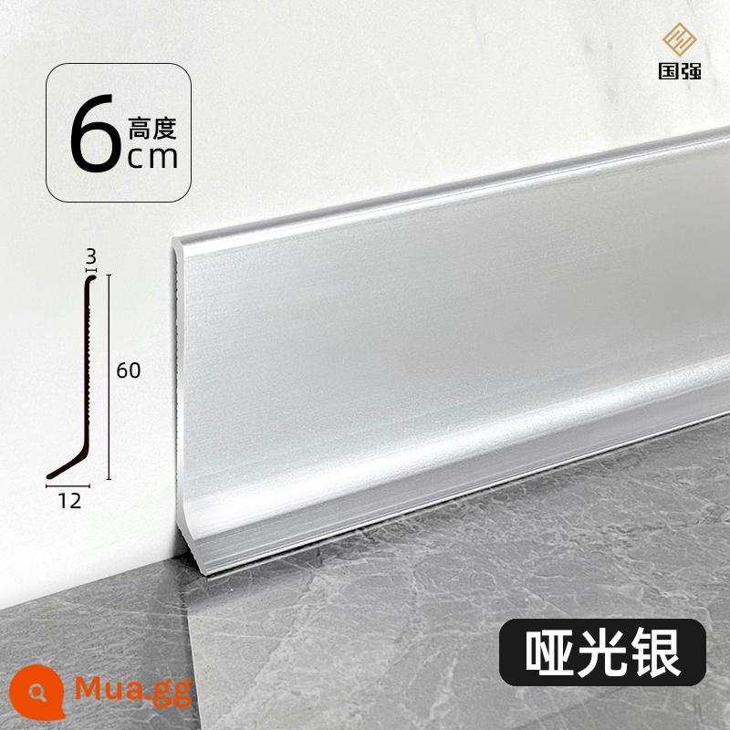 Tấm ốp chân tường hợp kim nhôm hợp kim titan-magiê siêu mỏng tối giản 4 cm 6cm thép không gỉ nguyên khối gỗ-nhựa kim loại đường ốp chân tường - [Một mảnh 2,5 mét] Bạc mờ 6cm