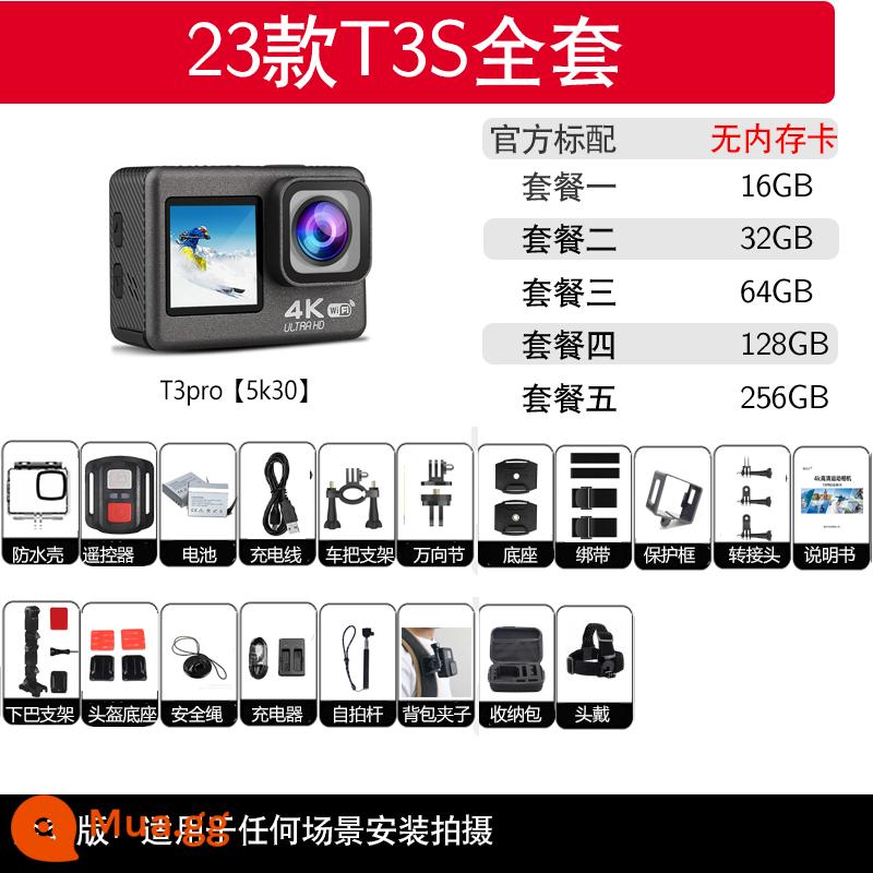 T3S Lái Xe Máy Đầu Ghi Hình Độ Nét Cao Đi Mũ Bảo Hiểm Camera Lặn Camera Thể Thao 4K Chống Nước Rồng Mũ Nón - 23 model T3S đen 4k cấu hình cao cảm ứng màn hình kép + remote 2 pin chống rung 4.0