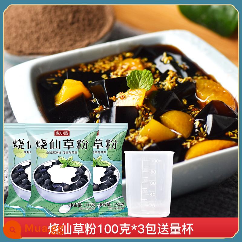 Bột cỏ tiên bị cháy Pi Xiaojian 100g thạch đen và trắng bột ăn được hộ gia đình tự làm cỏ thần tiên cửa hàng trà sữa đông lạnh đặc biệt - Bột Shao Xiancao 100g*3 túi [đi kèm cốc đong]