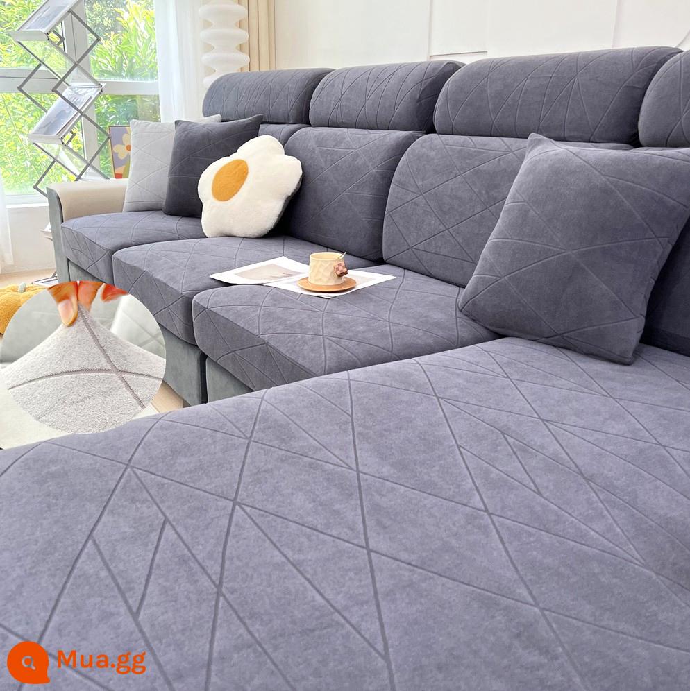 Đàn hồi đàn hồi mũ tắm bọc ghế sofa bao gồm tất cả phổ quát dựa vào vỏ bảo vệ bằng vải tựa đầu bàn đạp chân đệm xốp đơn giản - Jianxi dày màu xám đậm Li Li