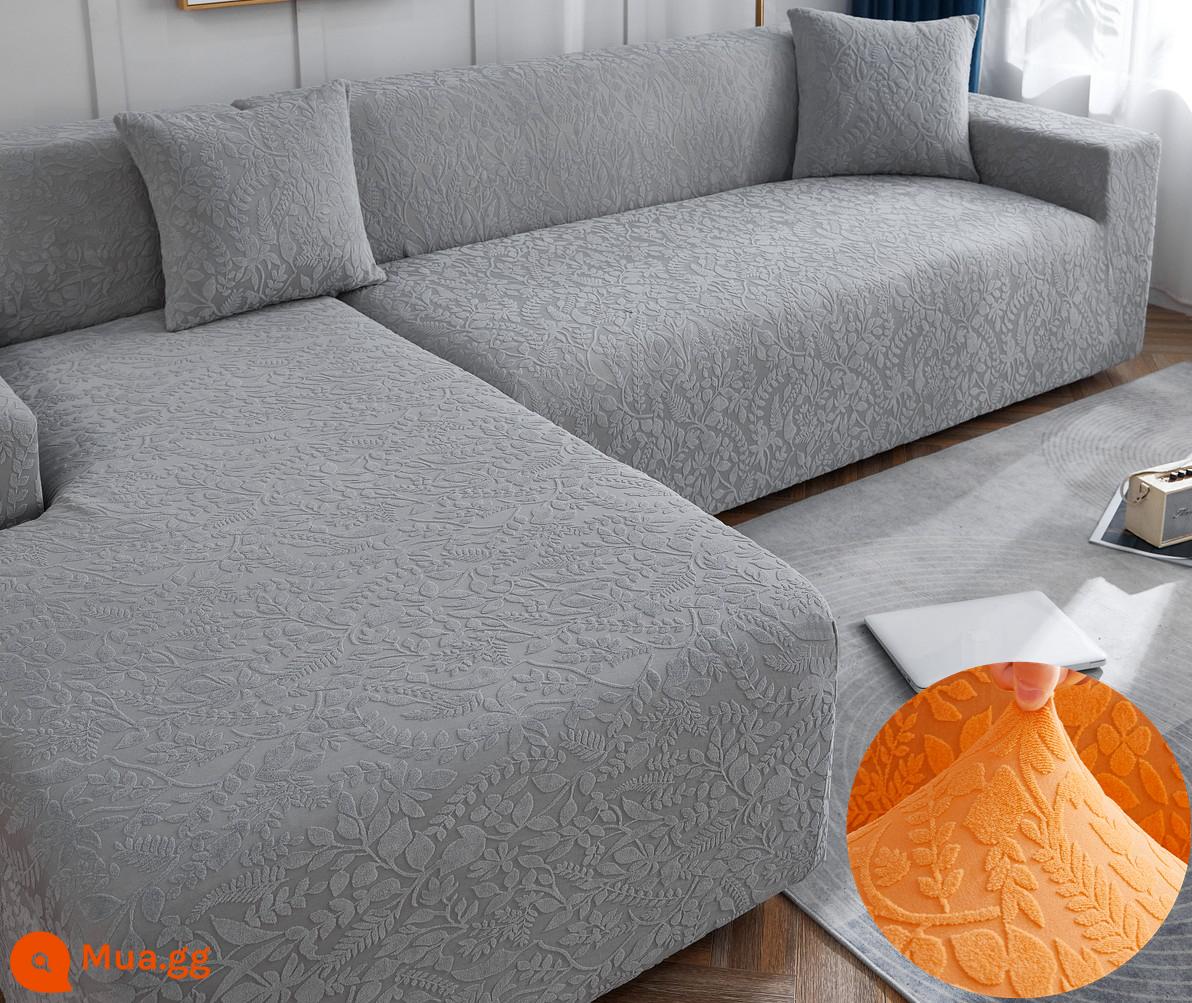 2022 dày đàn hồi bọc ghế sofa bao gồm tất cả đa năng miếng lót khăn gấu tích hợp tay vịn cổ da một hai ba người - Cây nho dày không thấm nước màu xám