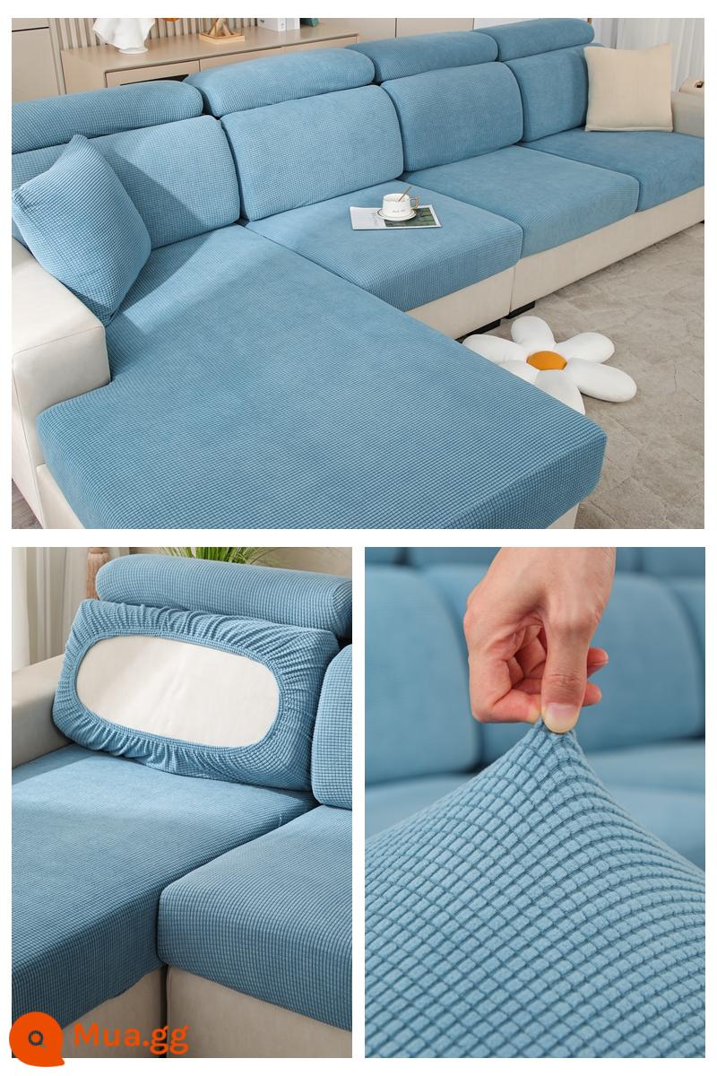 Đàn hồi đàn hồi mũ tắm bọc ghế sofa bao gồm tất cả phổ quát dựa vào vỏ bảo vệ bằng vải tựa đầu bàn đạp chân đệm xốp đơn giản - Mũ xanh sương ngô đặc