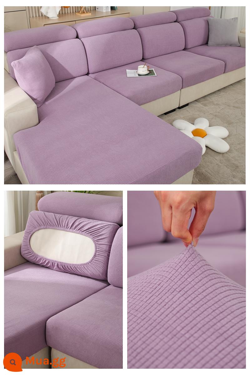 Đàn hồi đàn hồi mũ tắm bọc ghế sofa bao gồm tất cả phổ quát dựa vào vỏ bảo vệ bằng vải tựa đầu bàn đạp chân đệm xốp đơn giản - Ngô dày màu tím nhạt Nắp màu tím nhạt