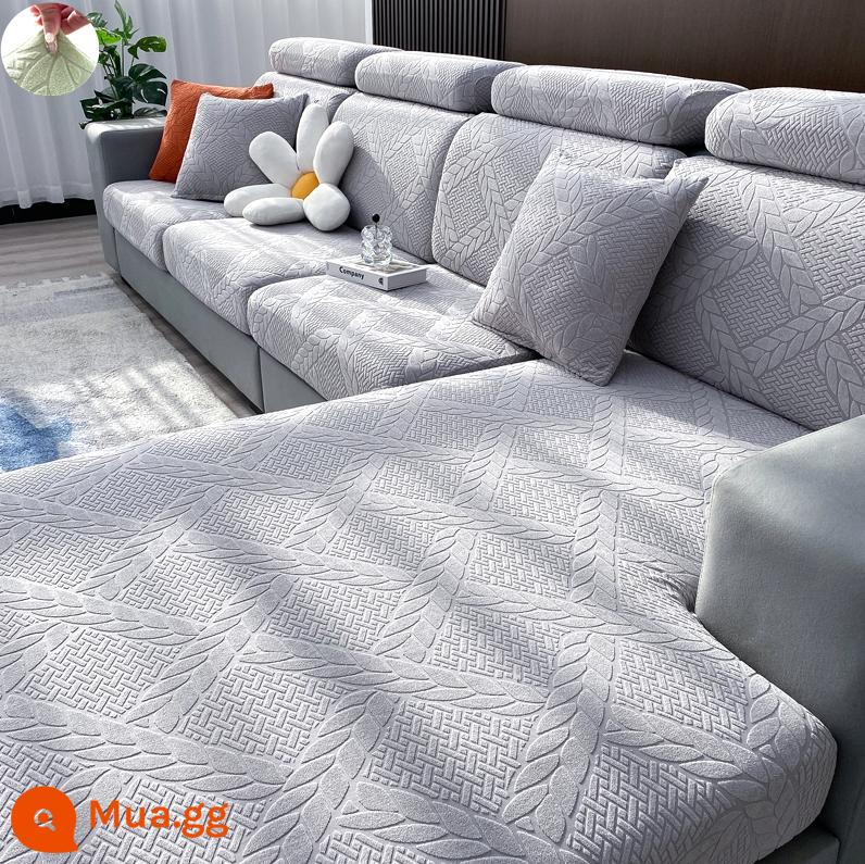 Đàn hồi đàn hồi mũ tắm bọc ghế sofa bao gồm tất cả phổ quát dựa vào vỏ bảo vệ bằng vải tựa đầu bàn đạp chân đệm xốp đơn giản - Mũ dày Yunhua màu xám nhạt