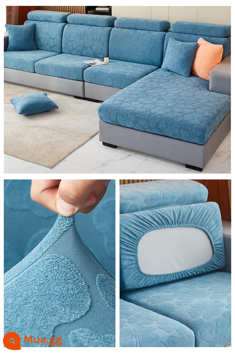 Đàn hồi đàn hồi mũ tắm bọc ghế sofa bao gồm tất cả phổ quát dựa vào vỏ bảo vệ bằng vải tựa đầu bàn đạp chân đệm xốp đơn giản - Peacock Blue Dày Clover Mist Nắp màu xanh