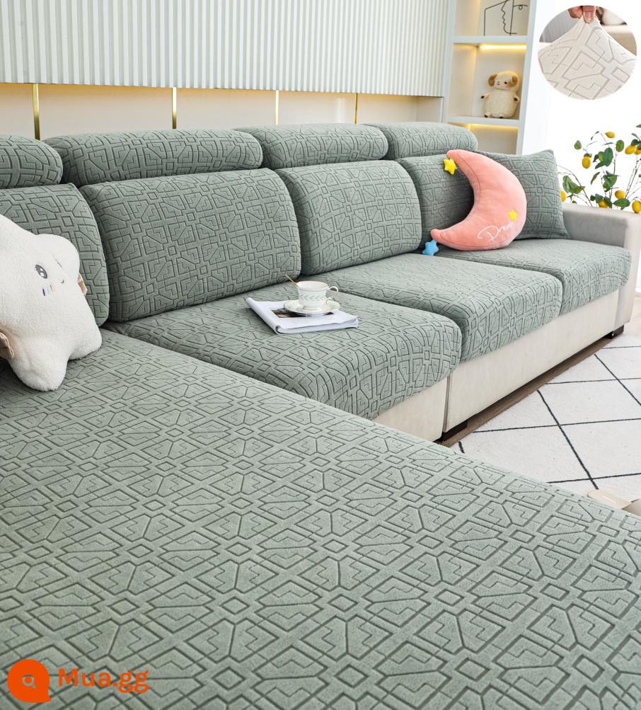 Đàn hồi đàn hồi mũ tắm bọc ghế sofa bao gồm tất cả phổ quát dựa vào vỏ bảo vệ bằng vải tựa đầu bàn đạp chân đệm xốp đơn giản - Màu xanh lá cây thông dày đặc màu lục lam