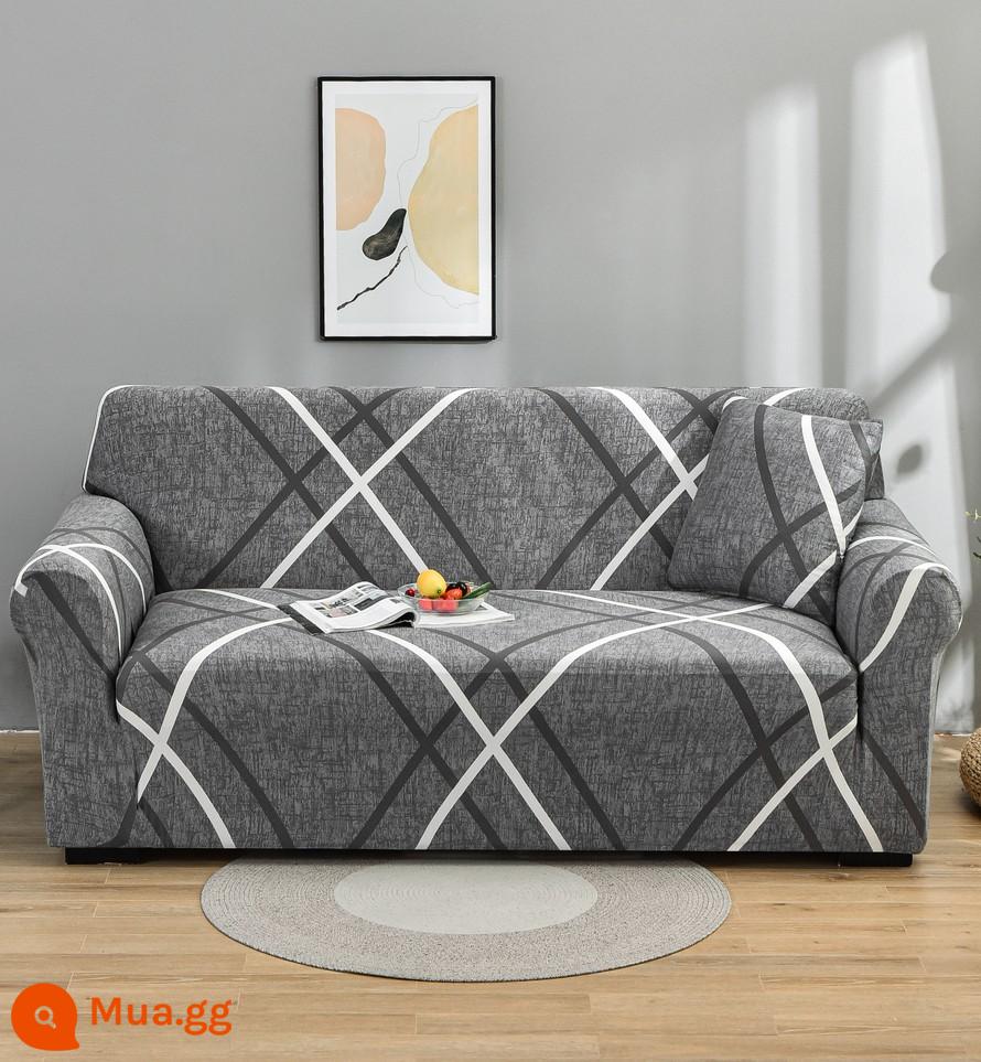 Ghế sofa đàn hồi bốn mùa bao gồm tất cả bao gồm phổ quát miếng lót khăn một kiểu cũ của Mỹ phong cách bohemian retro bọc vải - bạc sang trọng